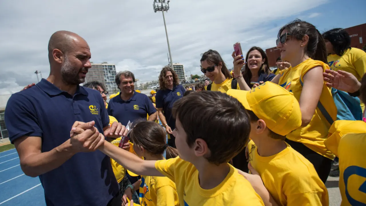 Guardiola, durante un acto en la Fundación Cruyff.ENRIC FONTCUBERTA (Efe)