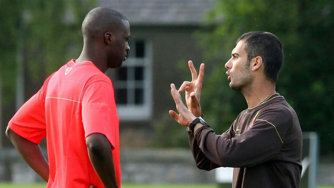 Touré con Guardiola, en la época del Barcelona. AEP