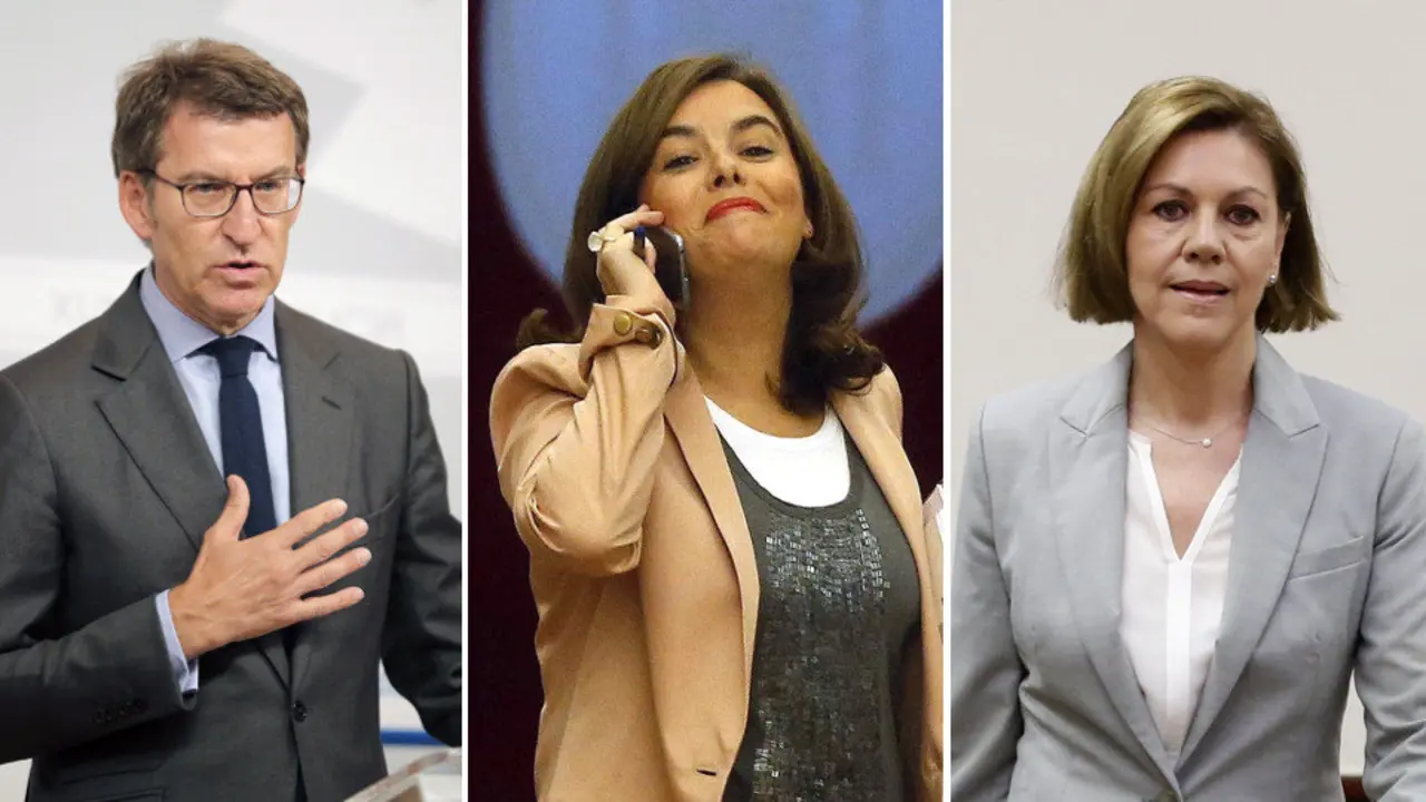 Núñez Feijóo, Soraya Sáenz de Santamaría y Cospedal. AEP