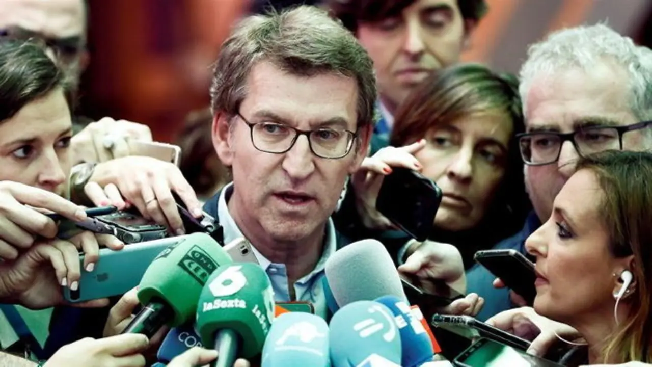 El presidente de la Xunta, Alberto Nuñez Feijóo, tras la reunión de la Junta Directiva Nacional del PP. MARISCAL