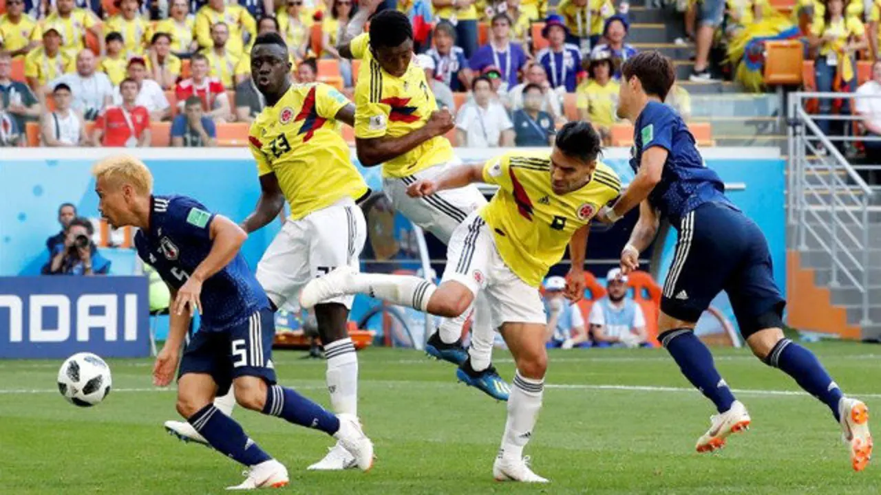 Un instante del partido entre Colombia y Japón, durante el Mundial de Rusia. EFE