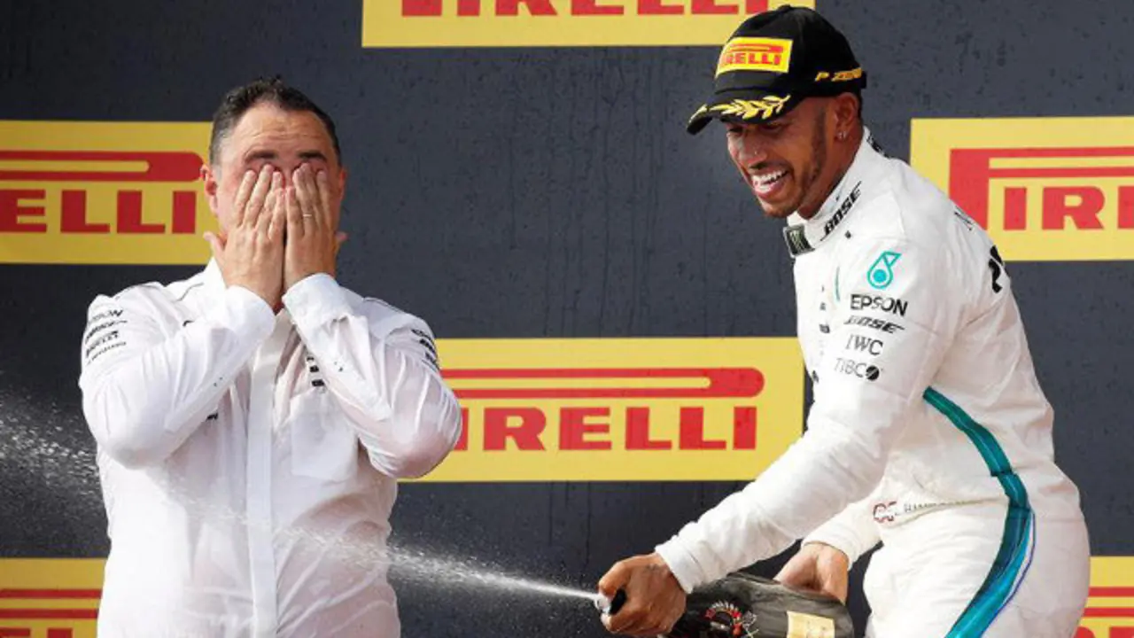 Hamilton celebra su victoria. EFE