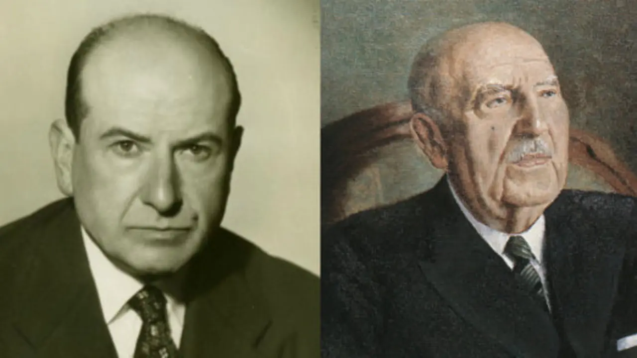 Ricardo Carvalho Calero e Antón Fraguas, retratado por Manuel Matas. RAG - MUSEO DO POBO GALEGO