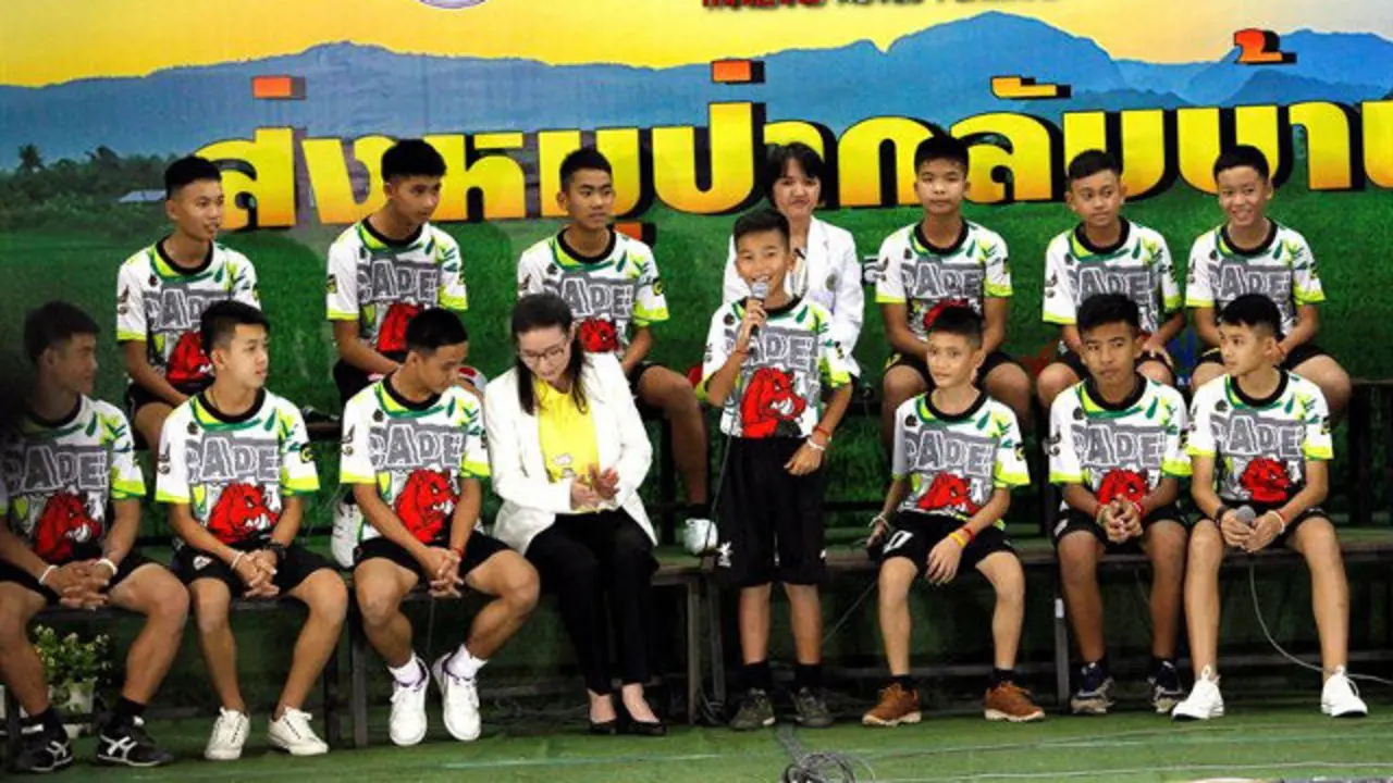 Los doce niños y el entrenador rescatados. PONGMANAT TASIRI (EFE)