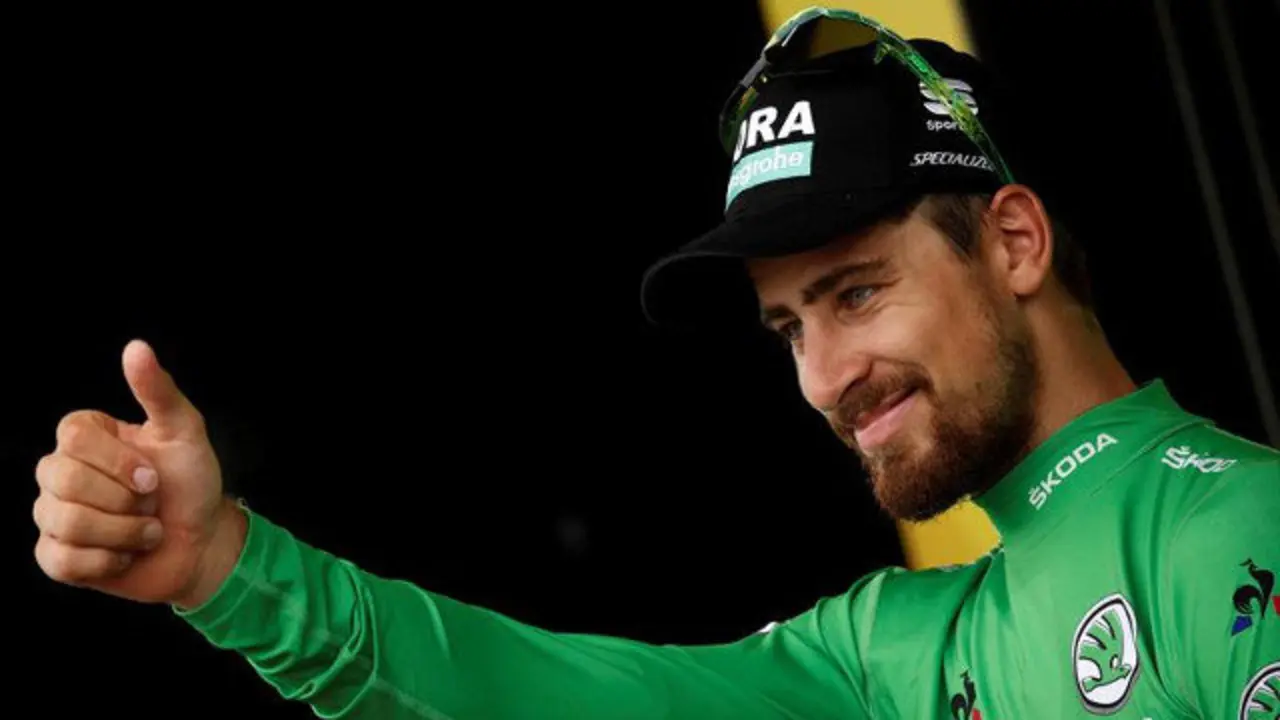 Sagan celebra su triunfo en la decimotercera etapa del Tour. YOAN VALAT (EFE)