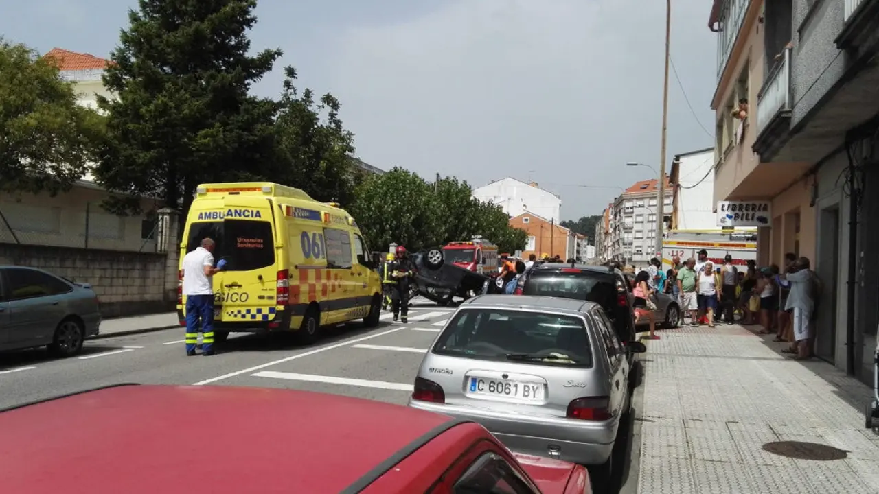 Imagen del vuelvo del coche este viernes en Boiro. EP