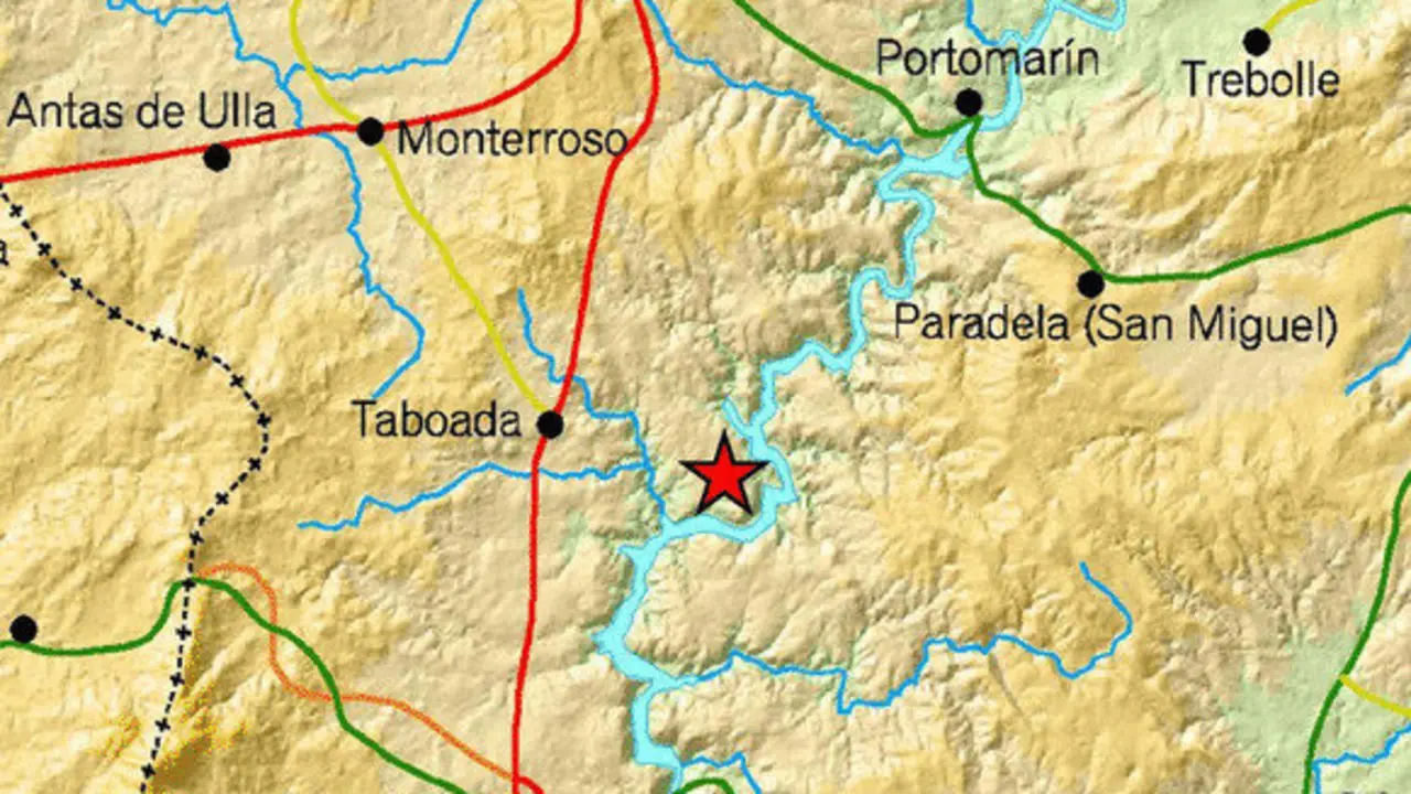 Lugar en el que se registró el temblor. IGN - Taboadela