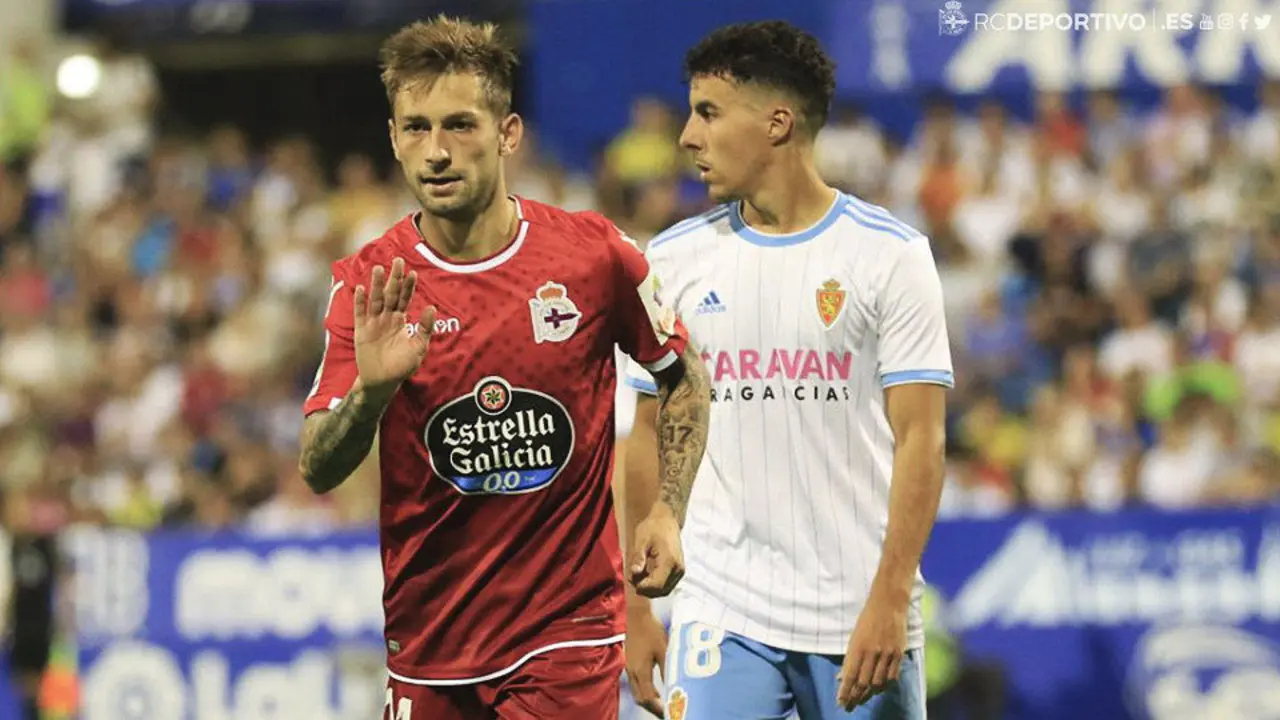 Cartabia celebra el gol del Deportivo. TWITTER (@RCDeportivo)