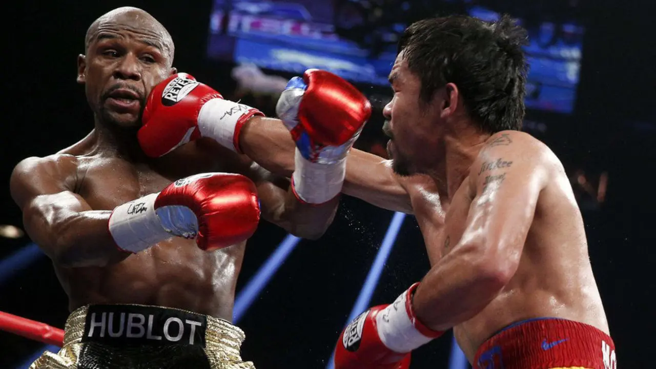 Un momento de la pelea entre Mayweather y Pacquiao. ARCHIVO