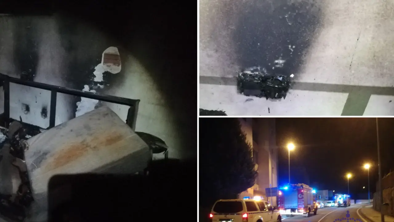 Incendio en una vivienda de Poio tras explotar un teléfono móvil. PROTECCIÓN CIVIL DE POIO