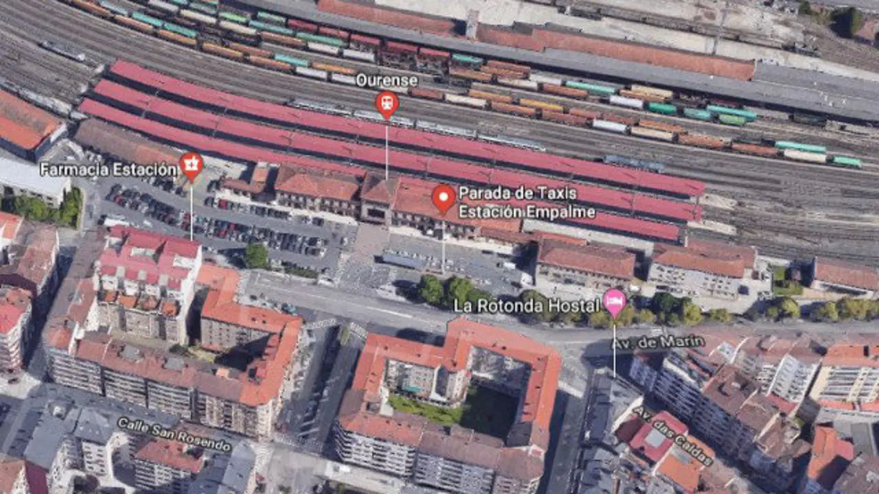 Vista aérea de la estación del Empalme de Ourense GOOGLE MAPS