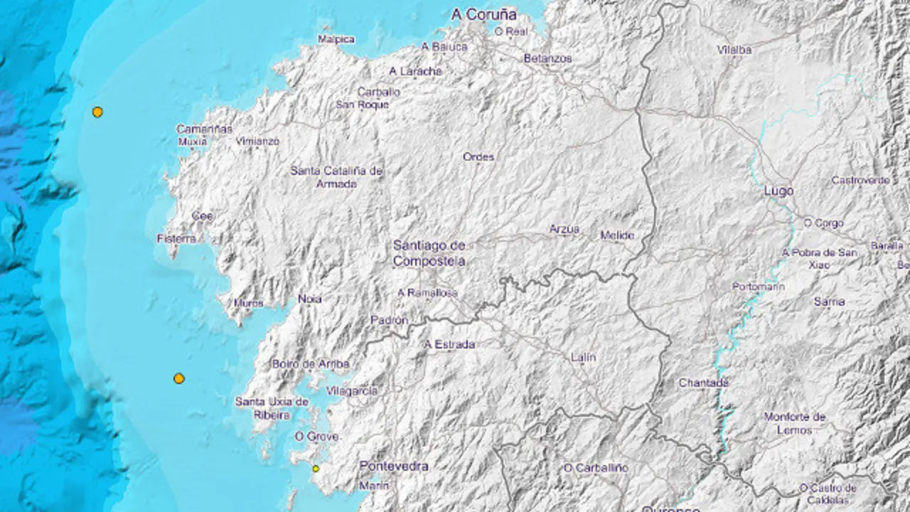 Imagen de los tres puntos donde se localizaron los seísmos. IGN