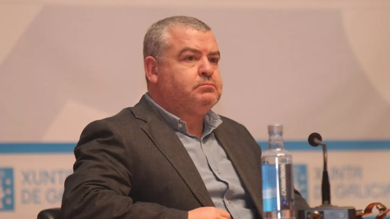 Vázquez Taín, durante la conferencia de Alar, en Lugo. VICTORIA RODRÍGUEZ