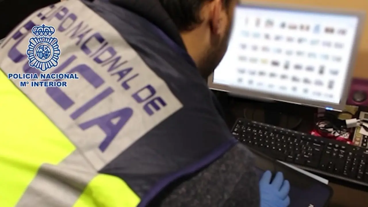 Un agente ante un ordenador. POLICÍA NACIONAL