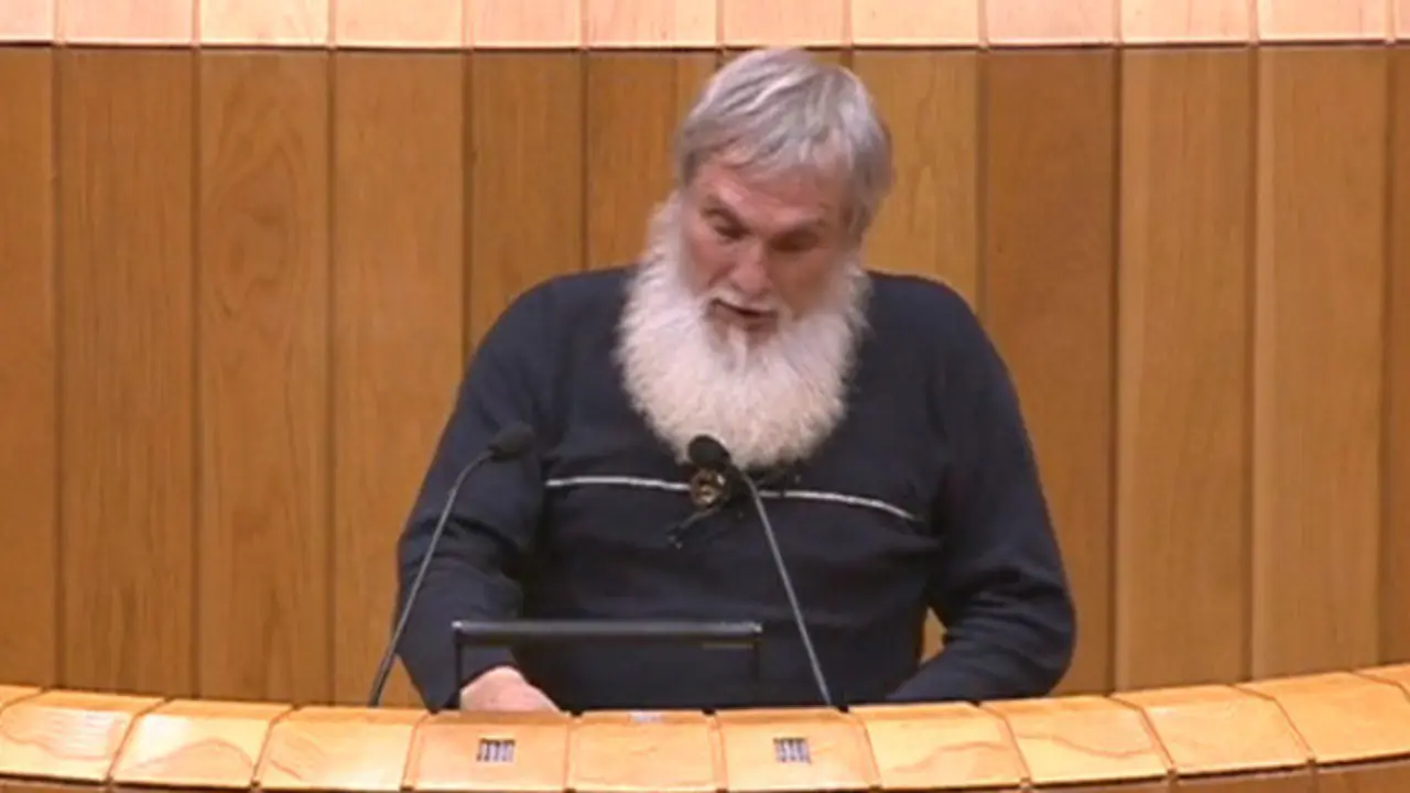 Instante da intervención de &#39;Mini&#39; no Parlamento no que canta unha panxoliña. EP