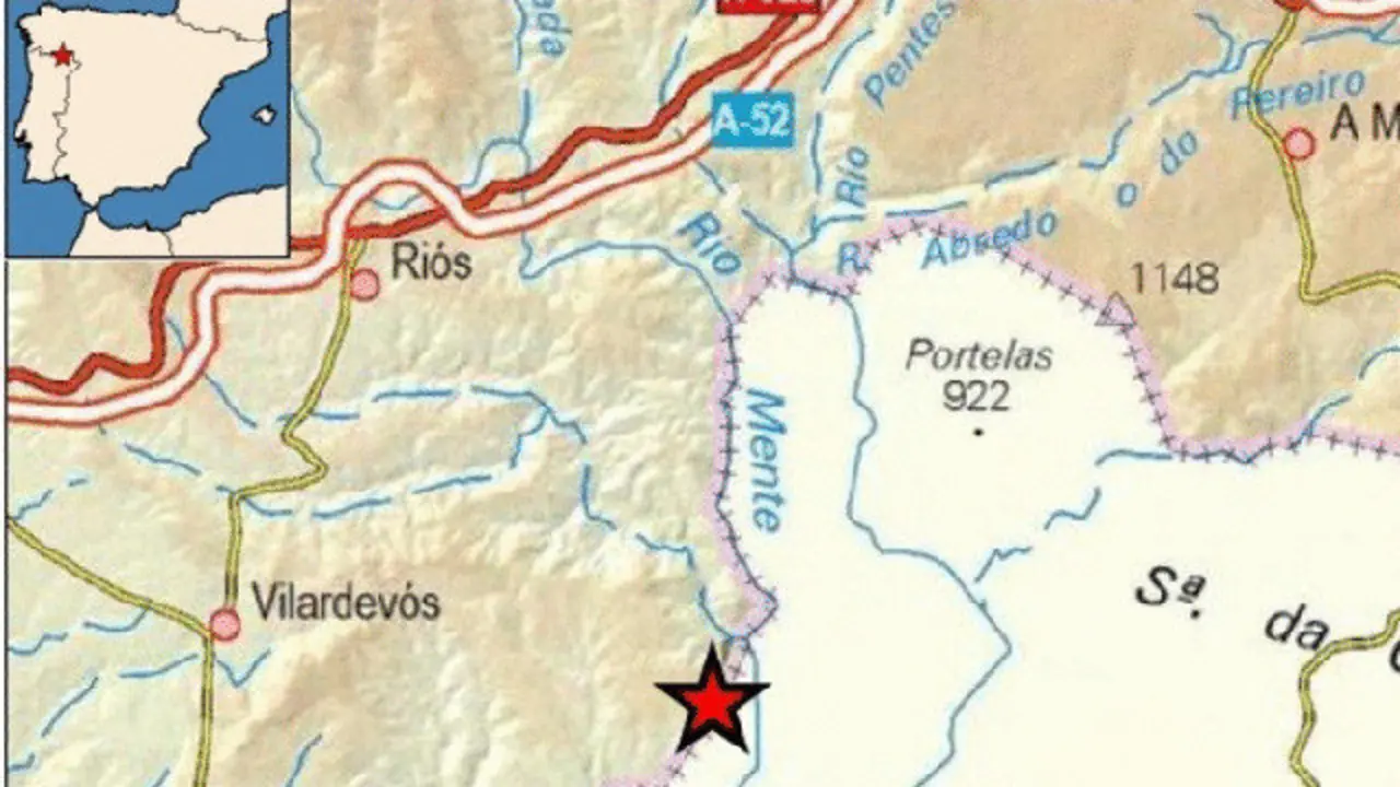 El temblor se registró casi en la frontera de Portugal con Ourense