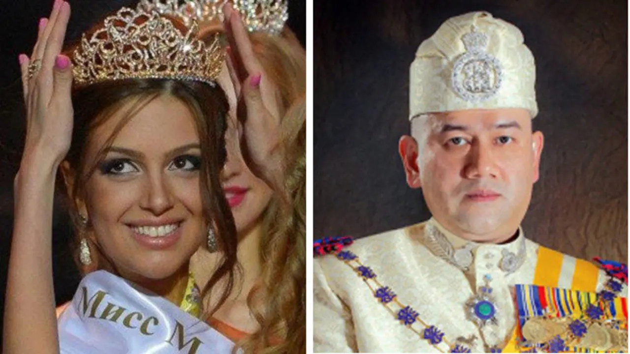 Oksana Voevodina y el ya exrey de Malasia. AEP