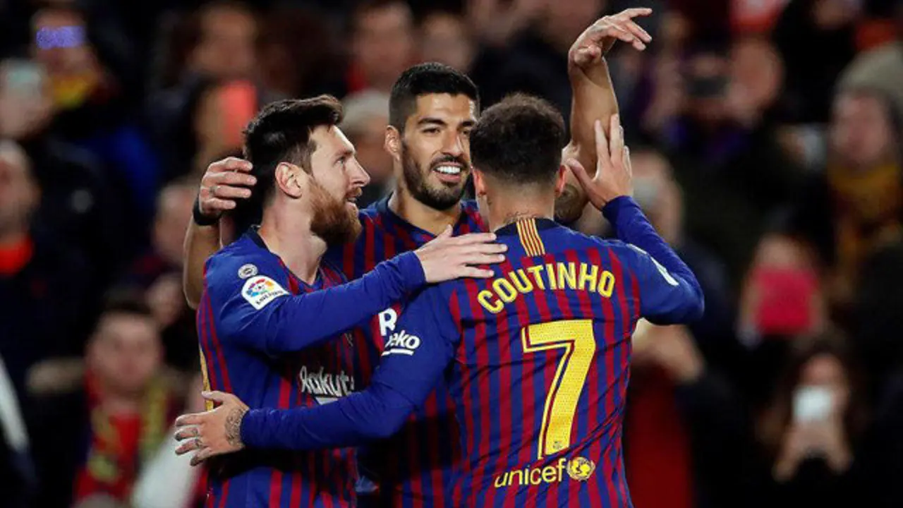 Messi, Suárez y Coutinho. EFE