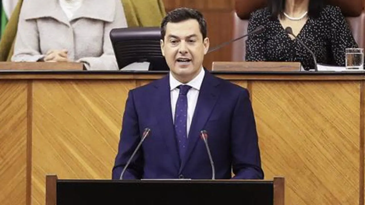 Juanma Moreno, durante su discurso de investidura. JOSÉ MANUEL VIDAL (EFE)