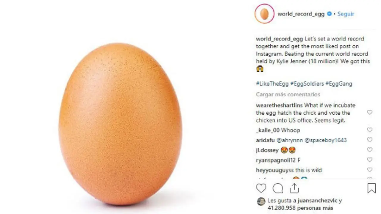 El huevo. INSTAGRAM (@world_record_egg)