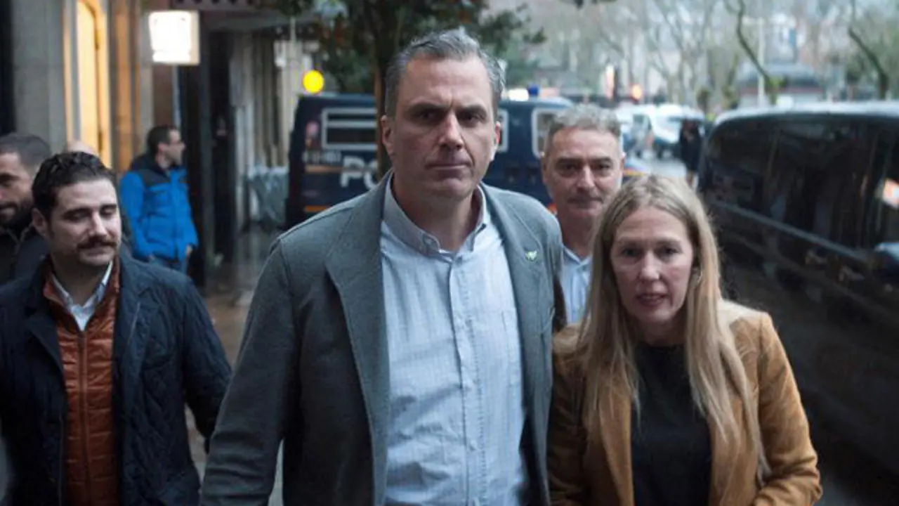 El secretario nacional de VOX, Javier Ortega Smith, a su llegada al acto que ha protagonizado en Ourense BRAIS LORENZO