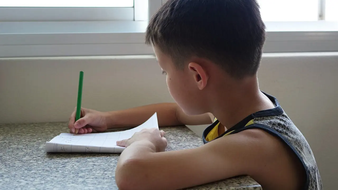 Un niño hace los deberes.EP