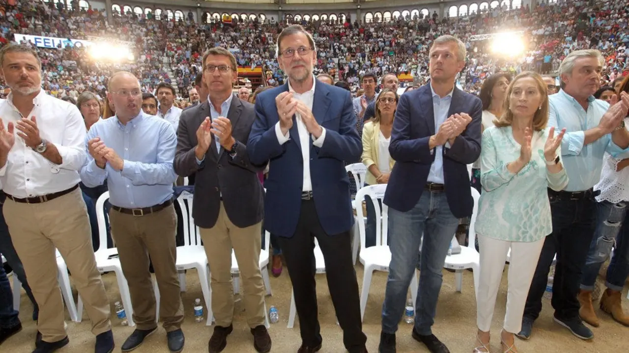 Último mitin de Rajoy en Pontevedra, durante las elecciones autonómicas de 2016, en la plaza de toros de San Roque. RAFA FARIÑA