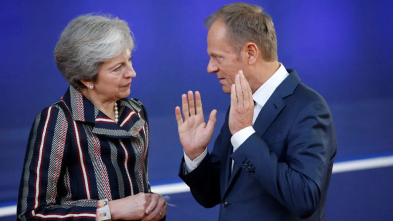 May y Tusk, en octubre de 2018. EFE