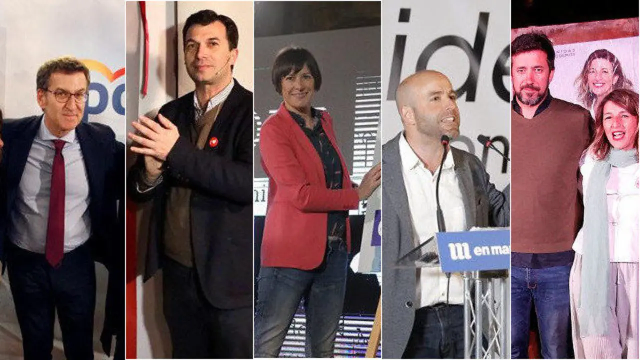 Feij&oacute;o, Caballero, Pont&oacute;n, Villares, G&oacute;mez-Reino e Yolanda D&iacute;az no arranque de campa&ntilde;a. EFE
