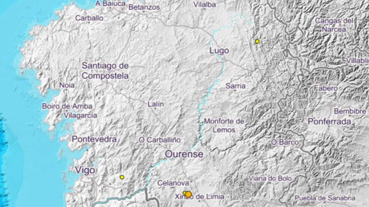 Lugares donde tuvieron lugar los terremotos. IGN