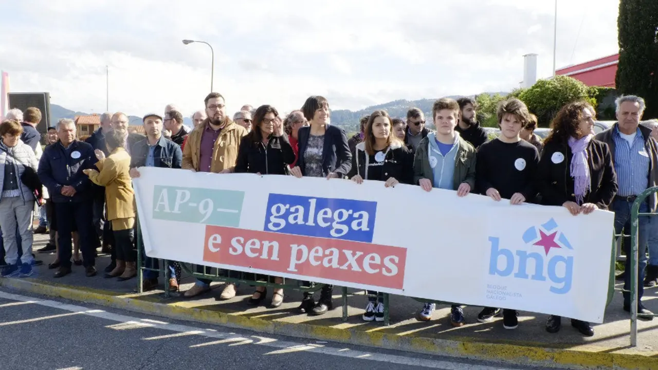Ana Pontón participou nun acto á saída da AP-9 en Vigo. TWITTER