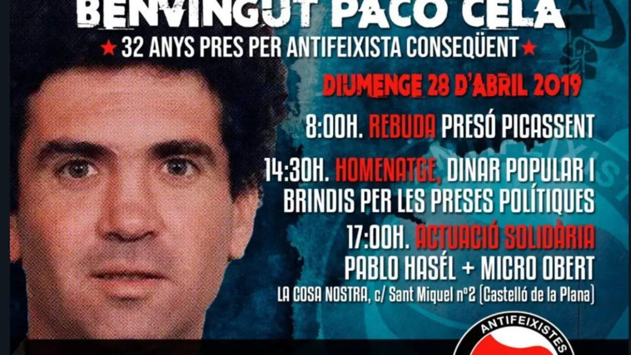 Cartel difundido por las redes sociales que pomociona el evento de bienvenida a Paco Cela