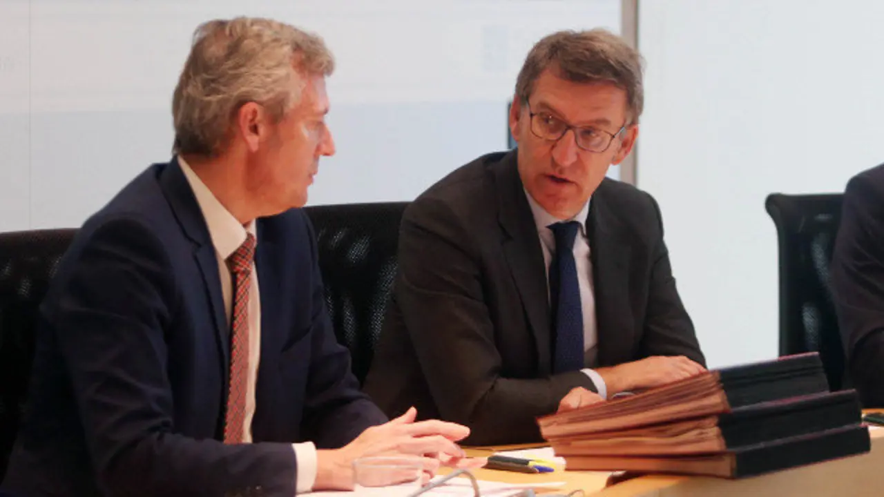 Feijóo y Rueda en la reunión del Consello de este jueves. PEPE FERRÍN (AGN)