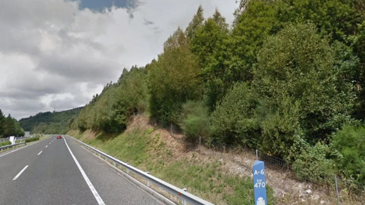 Zona de la A-6 en la que el kamikaze chocó contra otro vehículo. GOOGLE MAPS