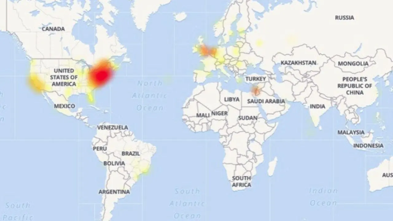 Zonas afectadas por las caídas de Google