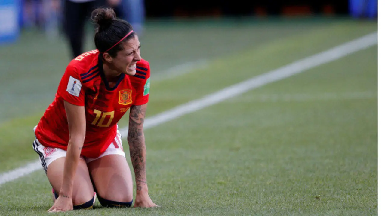 Jennifer Hermoso no partido ante Alemaña. JUAN CARLOS CÁRDENAS (EFE)