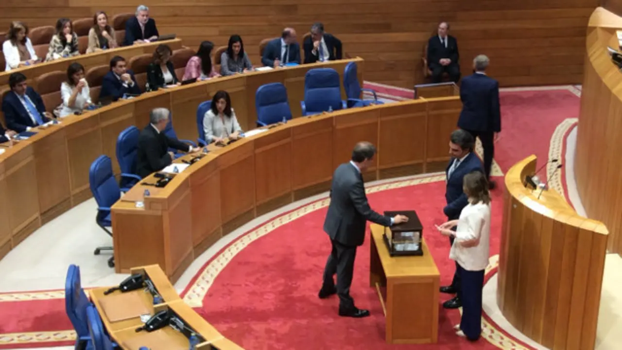 Votación de este martes en el Parlamento gallego. AGN