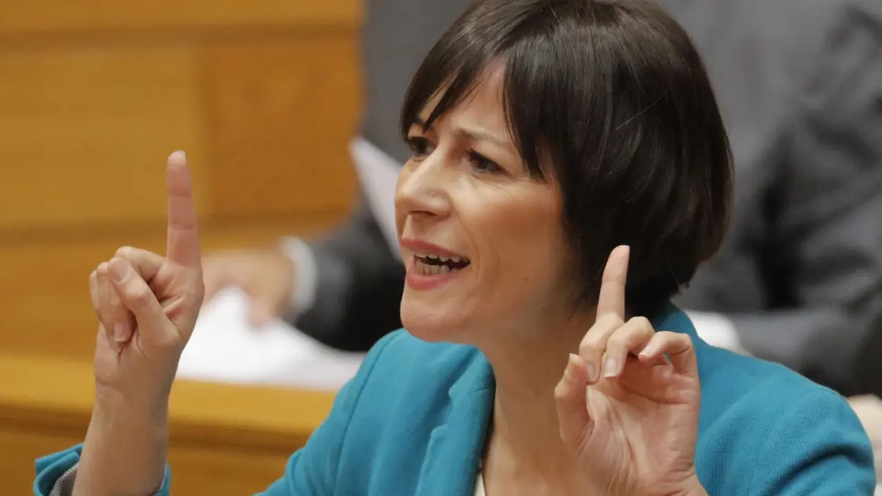 Ana Pontón, durante a súa intervención no pleno. LAVANDEIRA .JR (Efe)