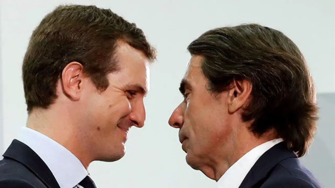Casado y Aznar, en la inaguración del curso de FAES. EFE.