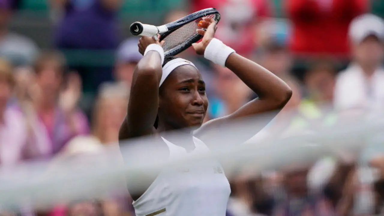 Cori Gauff, ao termo do partido. EFE