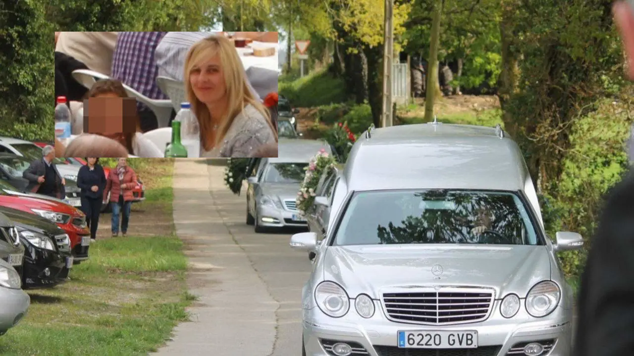 El entierro de Desirée y sobreimpresionada una imagen de la niña y su madre, Ana Sandamil. EP