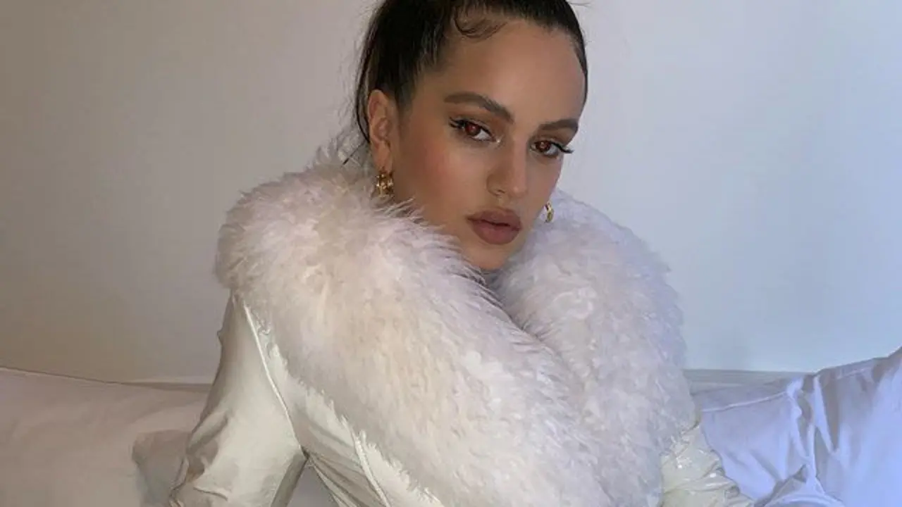 Rosalía, cunha peza elaborada con pel de animal. INSTAGRAM