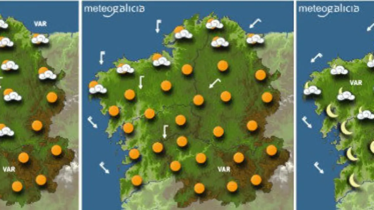 Mapas con las previsiones para este domingo. METEOGALICIA