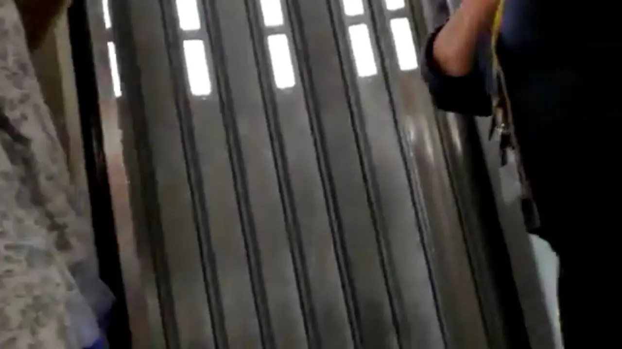 Momento en el que el personal de Vueling le corta el paso a la pasajera. TWITTER