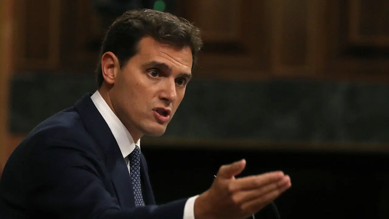 Albert Rivera, durante su intervención en la primera jornada del debate de investidura. KIKO HUESCA (EFE)