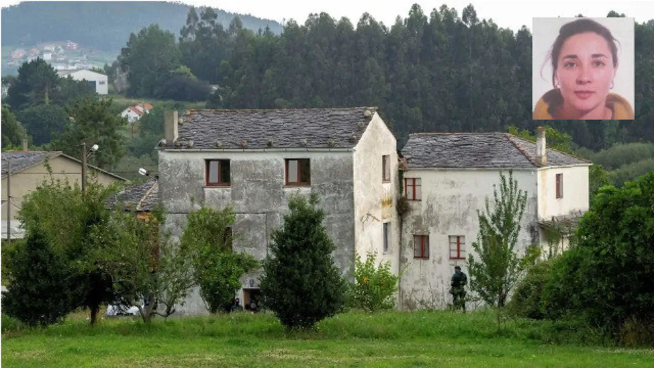 La intervención de los guardias en el número siete de la casa de Galdo y foto antigua de la detenida. ELISEO TRIGO