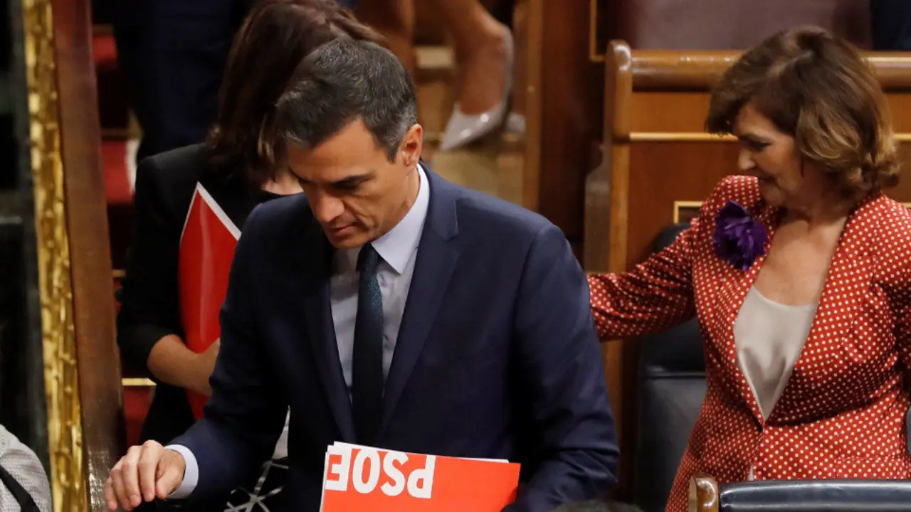 Pedro Sánchez, tras la segunda sesión de investidura. BALLESTEROS (EFE)