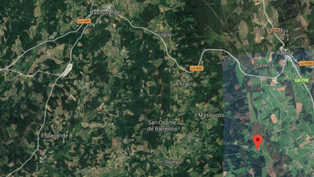 El suceso se produjo en Foguentelle, cerca del límite con Baleira. GOOGLE MAPS