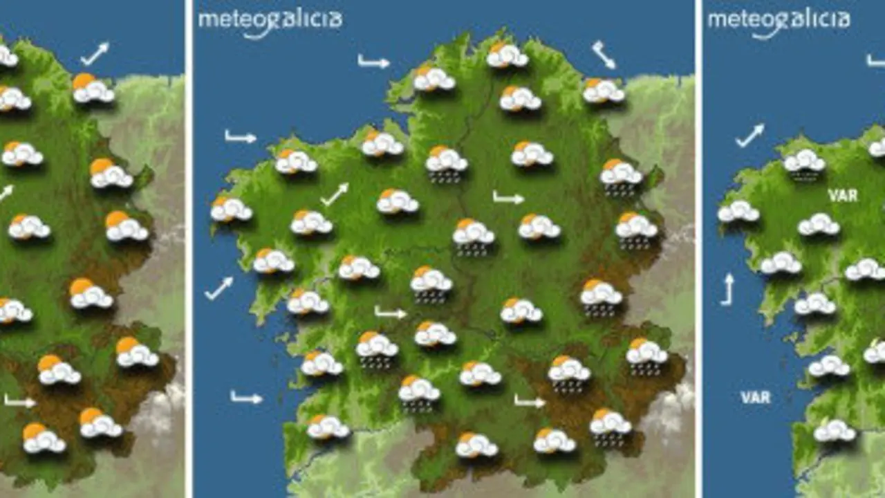 Mapas coas previsi&oacute;ns para este martes. METEOGALICIA