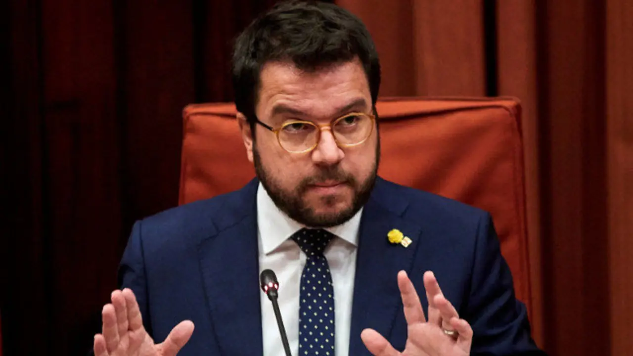 Pere Aragonés, durante su comparecencia este miércoles. EFE